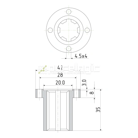 Шлицевая втулка с фланцем SNF-11x14 фото