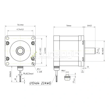 Двигатель шаговый PL57H56-D8-IP64 фото