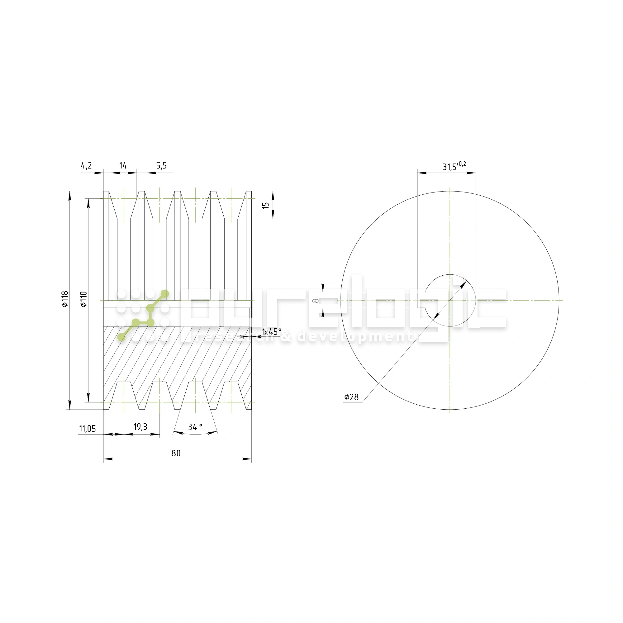 Шкив DP4B-28-120 2 610 Шкив DP4B-28-120 фото