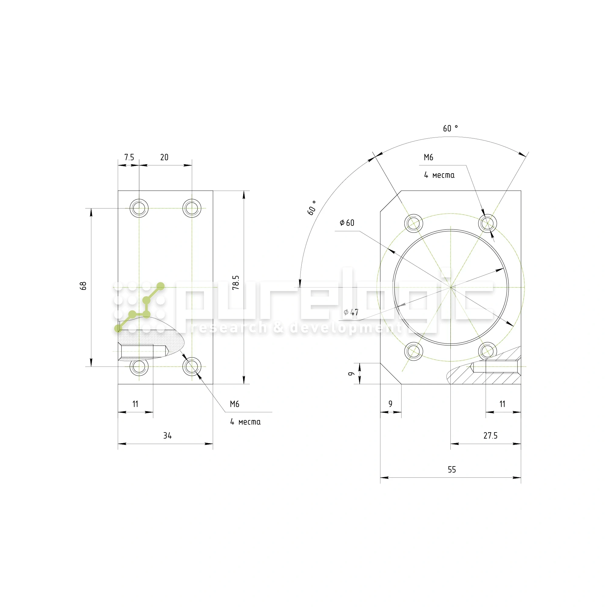 Держатель гайки ШВП BSG2525 фото