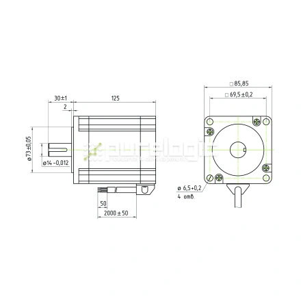 Двигатель шаговый трехфазный 3PL86H125-D14 фото