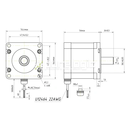 Двигатель шаговый PL57H56-D8-IP64 фото