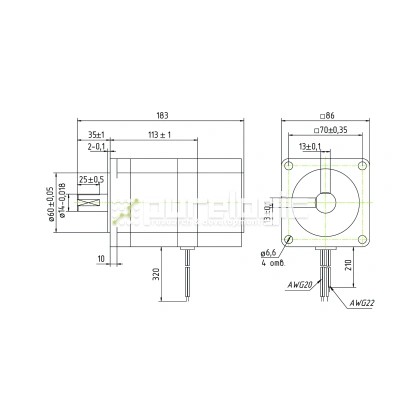 Двигатель шаговый с тормозом PL86H113-D14BC фото