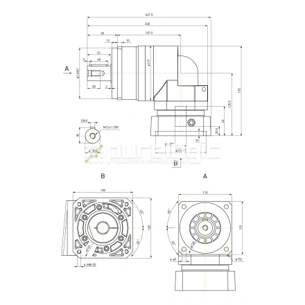 Редуктор планетарный прецизионный угловой 115EVB10K-S32-P0 фото