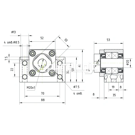Опора ШВП подшипниковая BK20 фото
