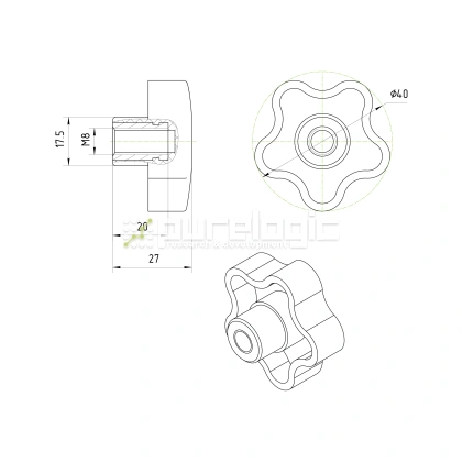 Ручка пятилепестковая 100208-40*M8 фото