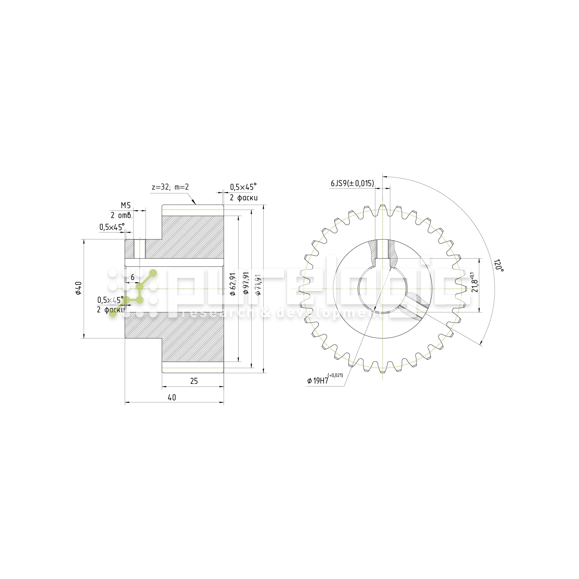 Шестерня косозубая GH2-T32D19 1 804 Шестерня косозубая GH2-T32D19 фото
