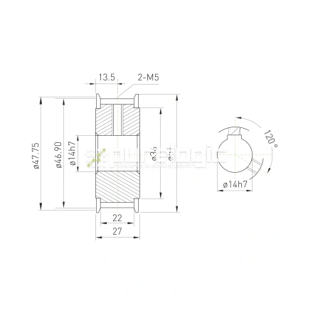 Шкив зубчатый BLA-30-T5-20-A-N14 фото