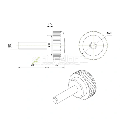 Ручка с рифлением 100213-40*M10*40 фото