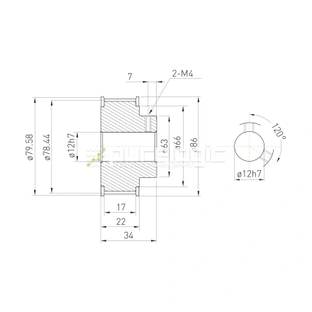 Шкив зубчатый BSY-50-5M-15-B-P12 фото