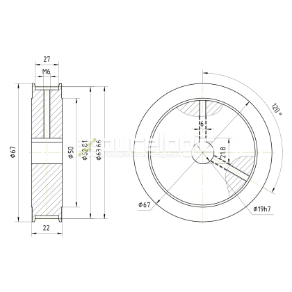 Шкив зубчатый BLA-40-T5-20-A-N19 фото
