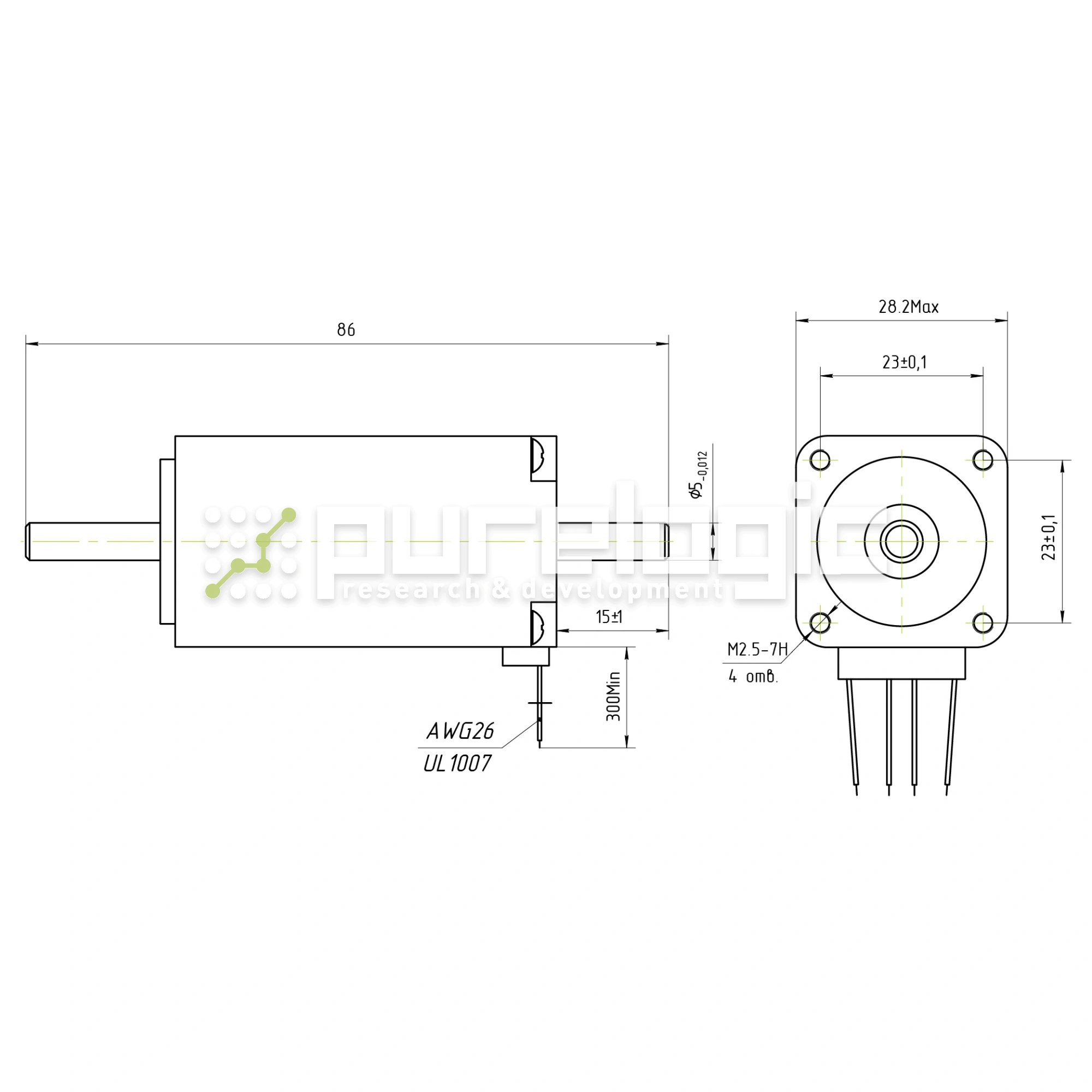 Двигатель шаговый PL28HD51-D5 2 428 Двигатель шаговый PL28HD51-D5 фото