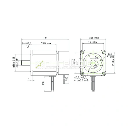Двигатель шаговый с тормозом PL57H56-D8B фото