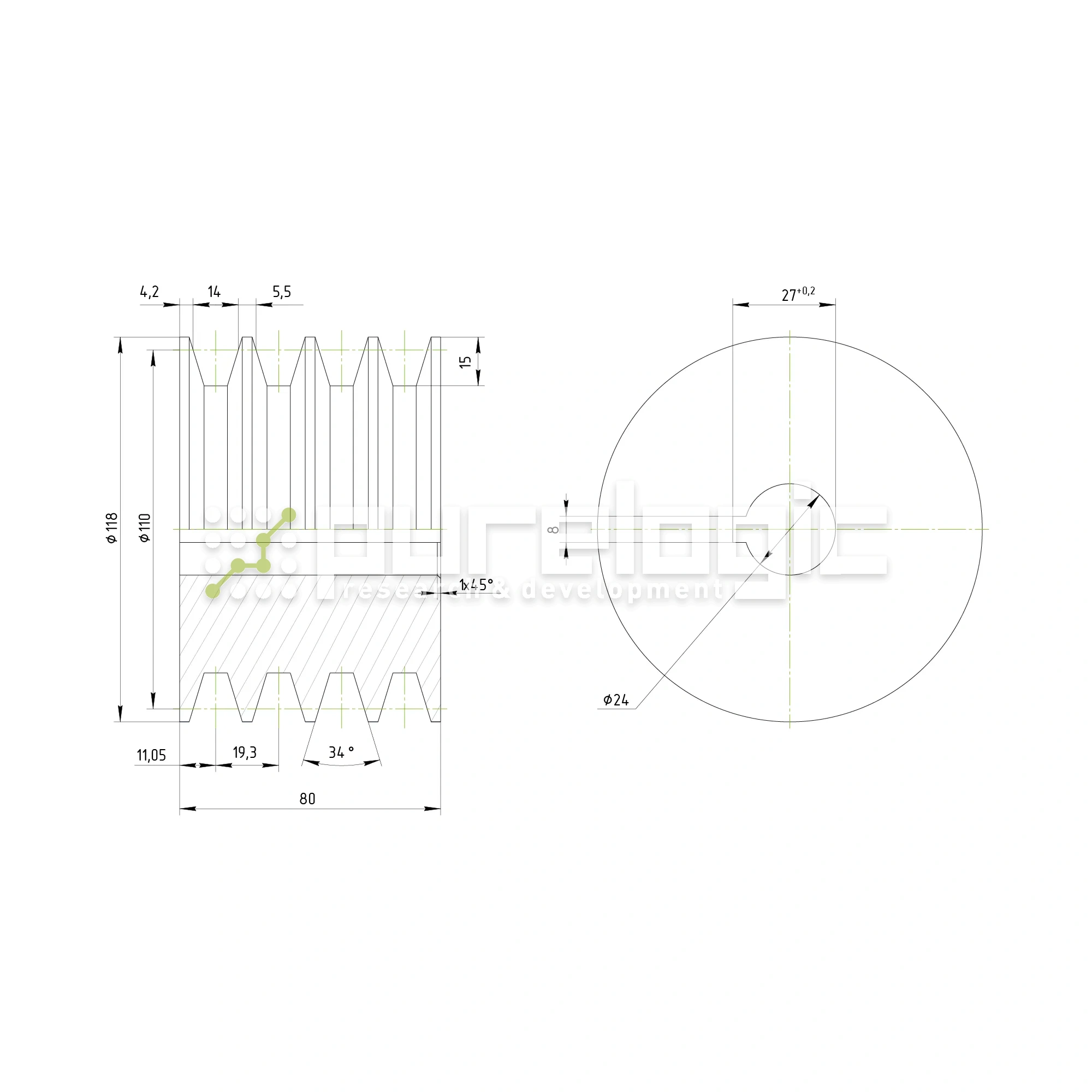 Шкив DP4B-24-120 2 610 Шкив DP4B-24-120 фото