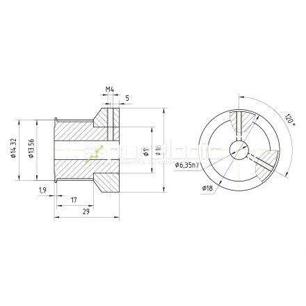 Шкив зубчатый BSY-15-3M-15-C-P6.35 фото