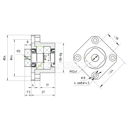 Опора ШВП подшипниковая FK12-C5 фото