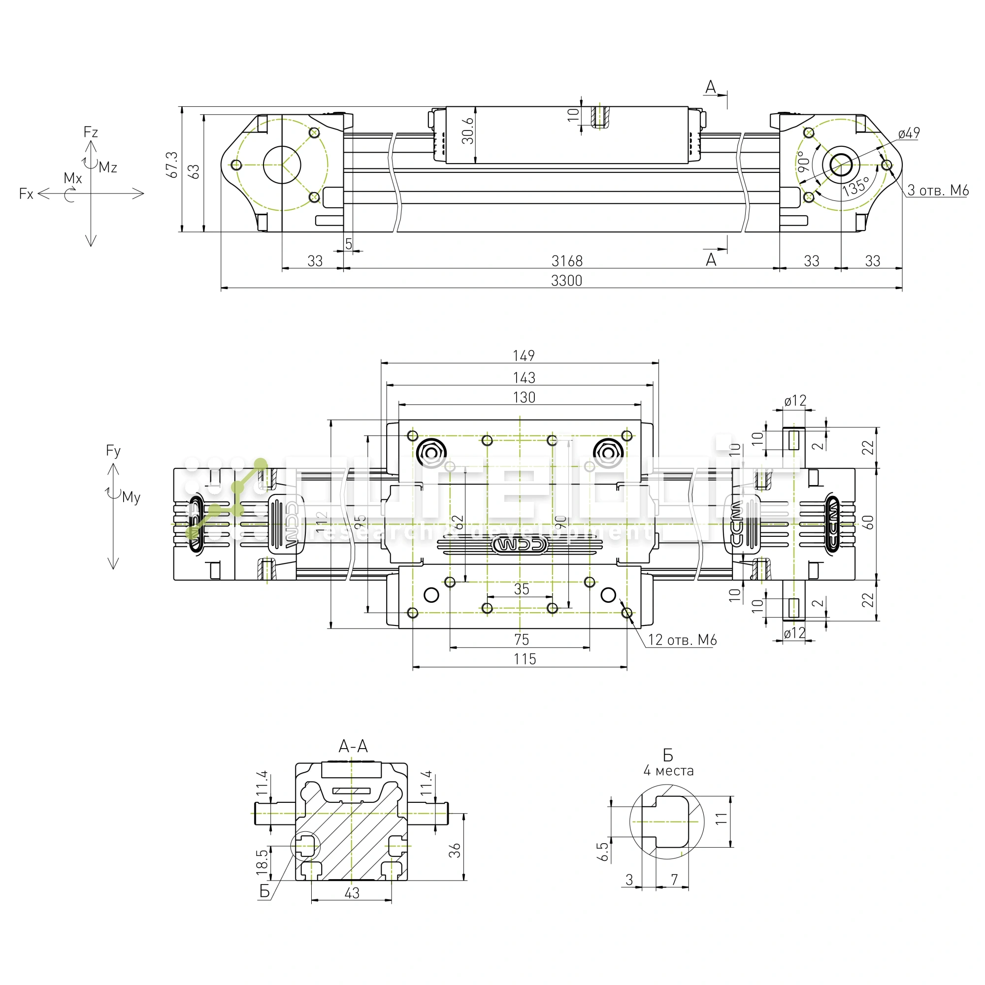 Модуль линейного перемещения CCM-W60-3300-5A 161 481 Модуль линейного перемещения CCM-W60-3300-5A фото
