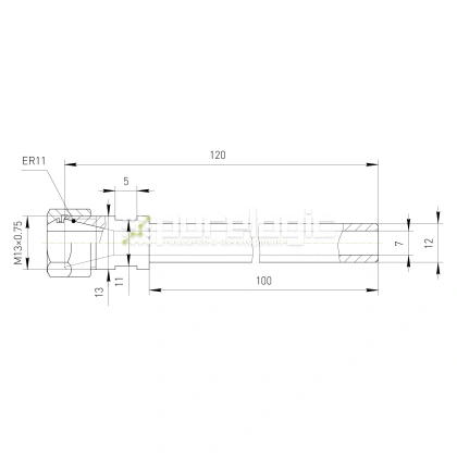 Удлинитель цангового патрона PLC12-ER11M-100L фото
