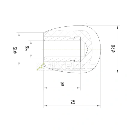 Ручка овальная 100122-25*M6 фото