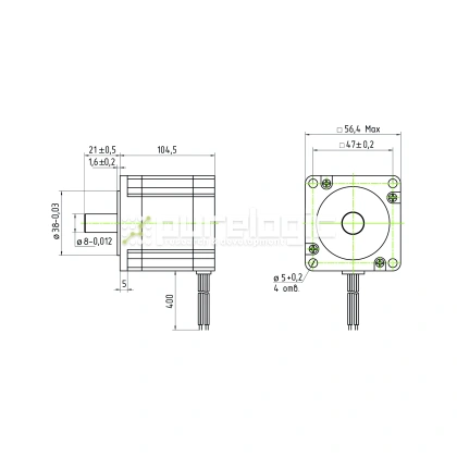 Двигатель шаговый трехфазный 3PL57H105-D8 фото