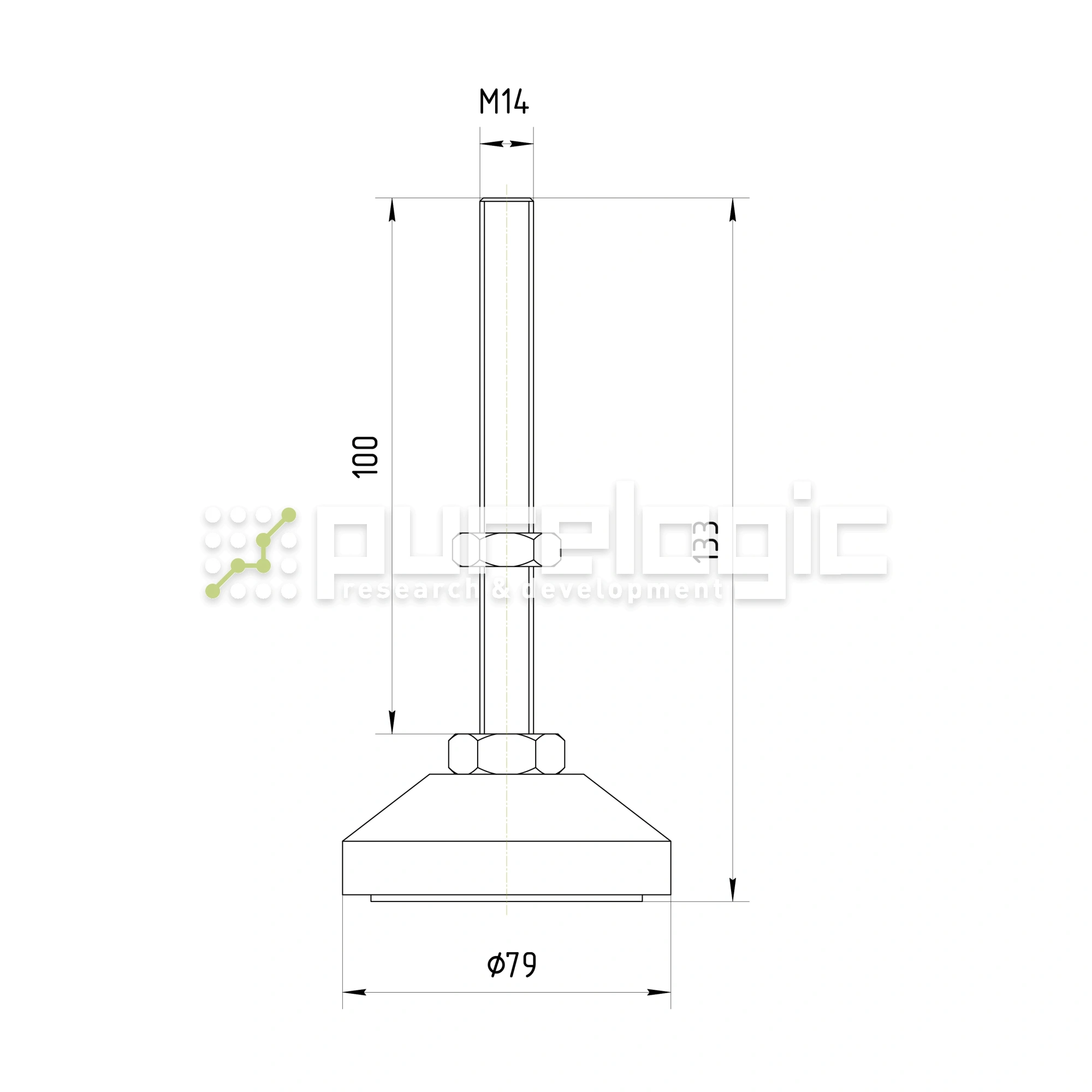 Виброопора DJG80-M14*100 1 201 Виброопора DJG80-M14*100 фото