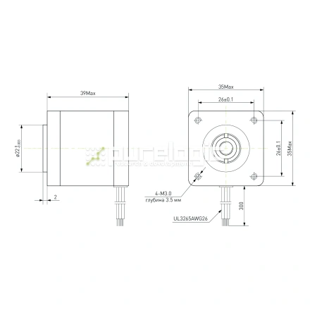 Двигатель шаговый с вал-гайкой 14HY4402-6.35x1.58 фото