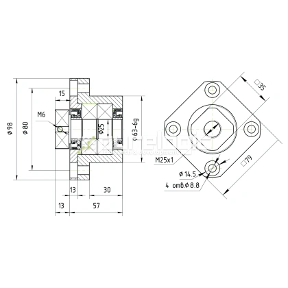 Опора ШВП подшипниковая FK25-C5 фото