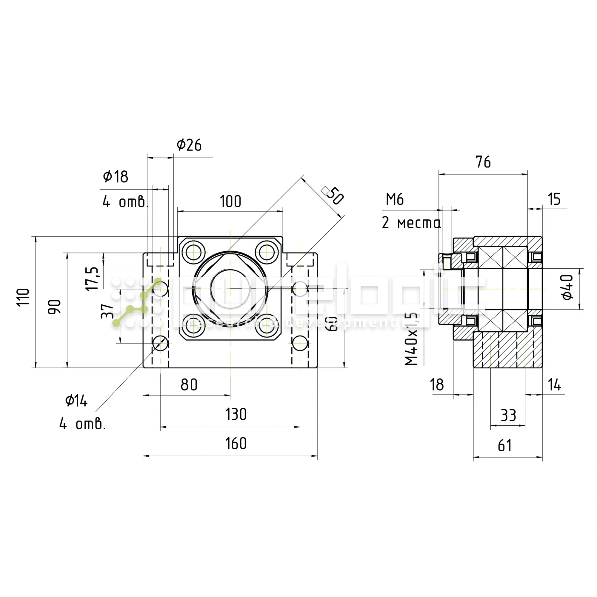 Опора ШВП Hiwin BK40-C5 49 874 Опора ШВП Hiwin BK40-C5 фото
