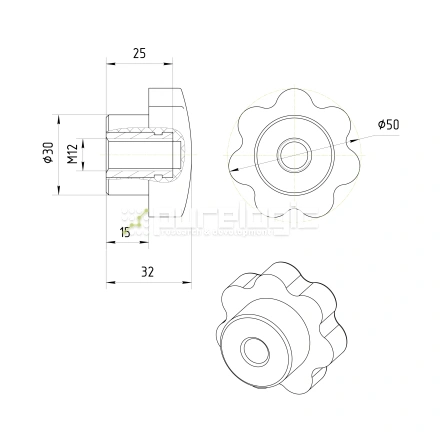 Ручка звездообразная 100209-50*M12 фото