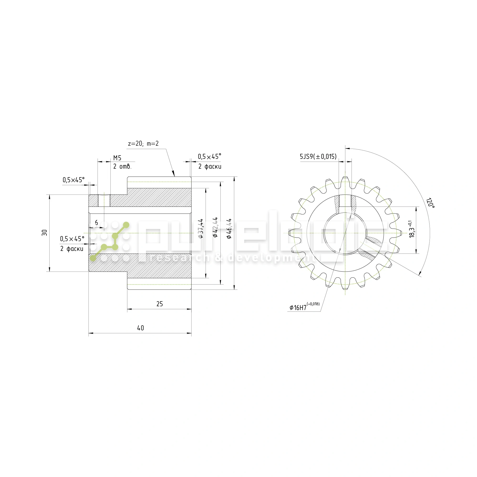 Шестерня косозубая GH2-T20D16 1 222 Шестерня косозубая GH2-T20D16 фото