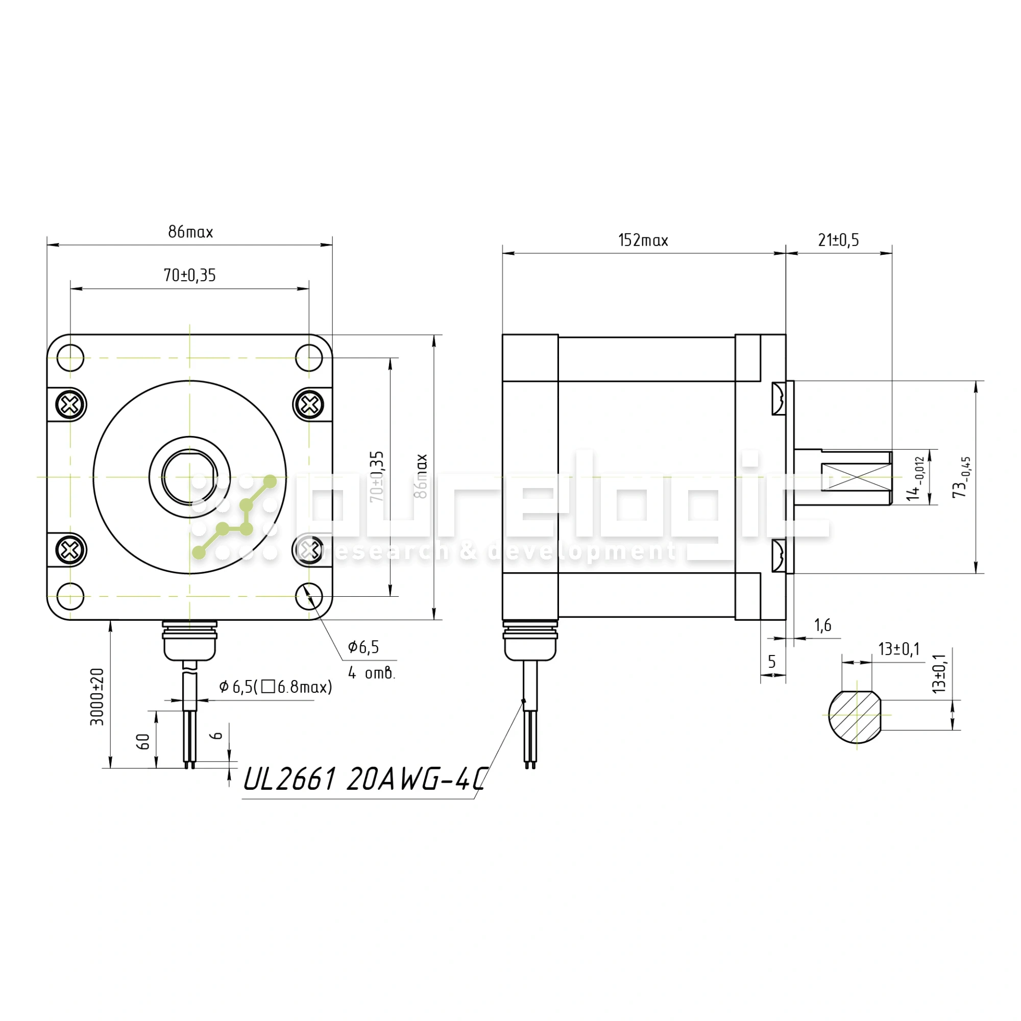 Двигатель шаговый PL86H151-D14-IP64 16 413 Двигатель шаговый PL86H151-D14-IP64 фото