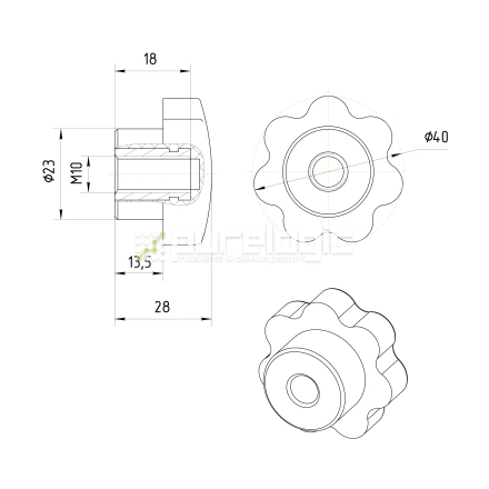 Ручка звездообразная 100209-40*M10 фото